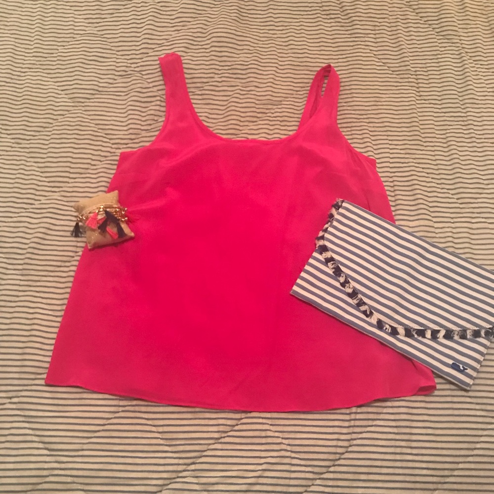 Lilly Pulitzer Hot Pink Silk Kinsey Tank - S NWOT